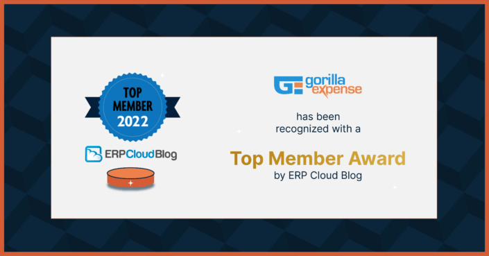 Gorilla Expense wins the Top Member Award by ERP Cloud Blog